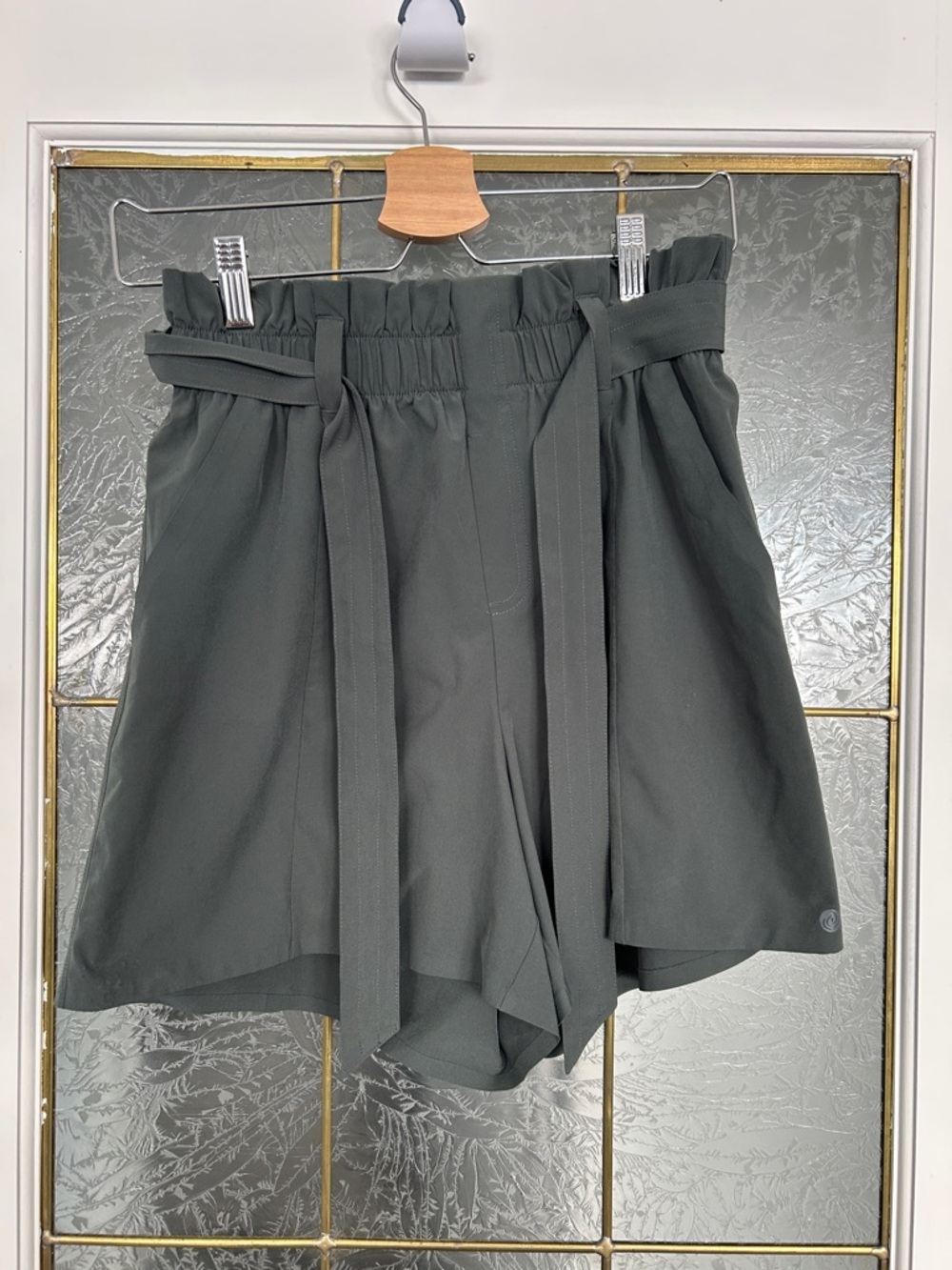 Apana Women's Olive Green Athletic Shorts with Tie Waist